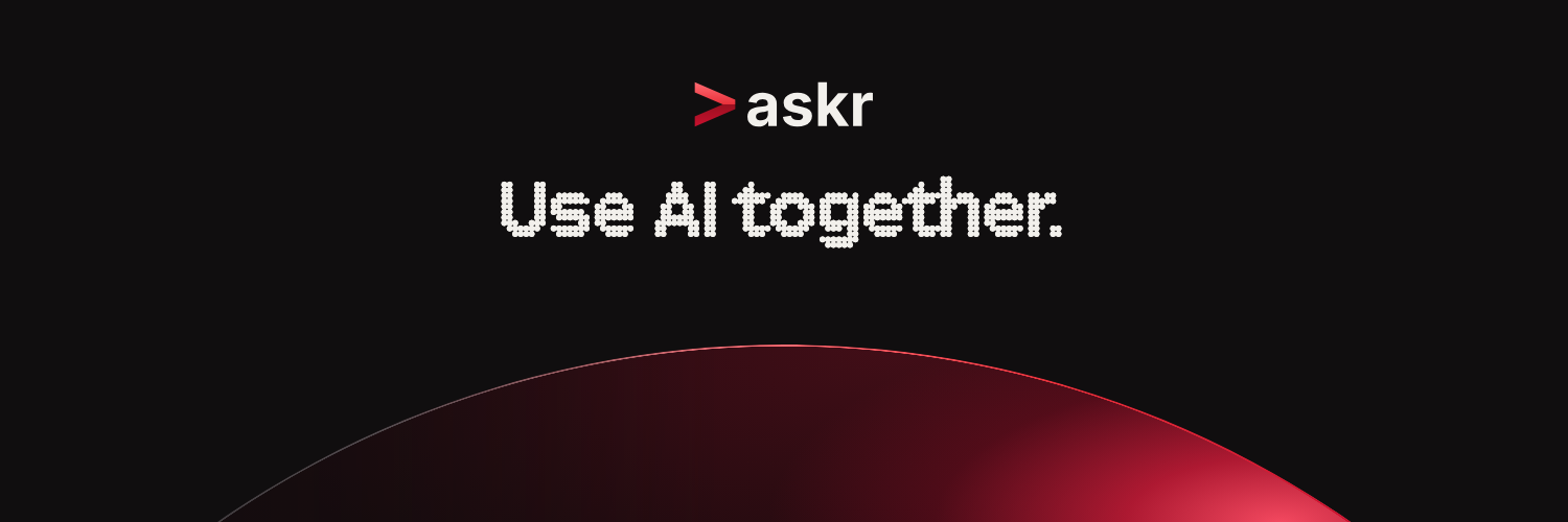 askr banner, the moon with the logo, dark: Use AI together.