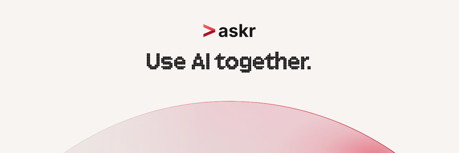 askr banner, the moon with the logo, light: Use AI together.